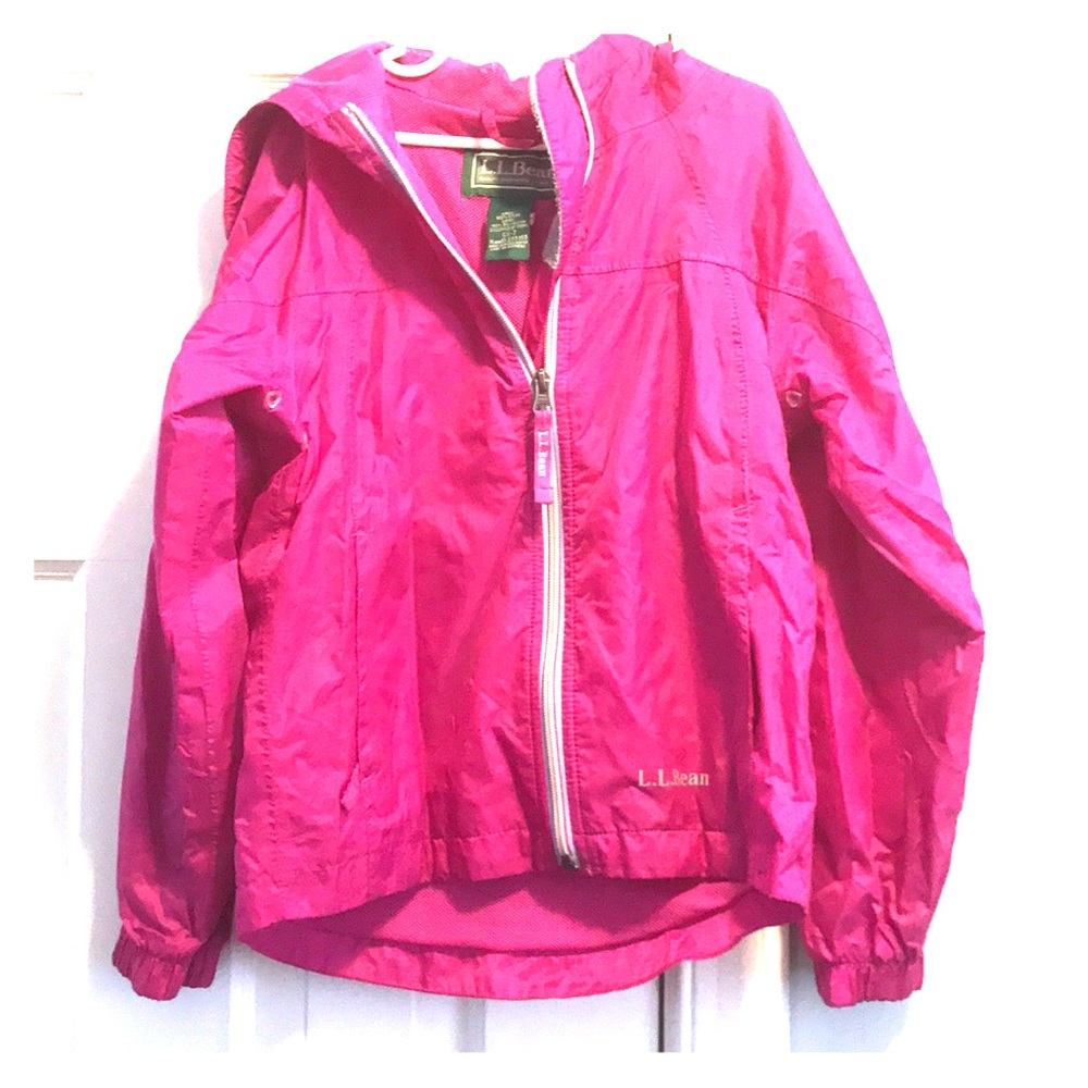 LL Bean kids pink zipped raincoat jacket